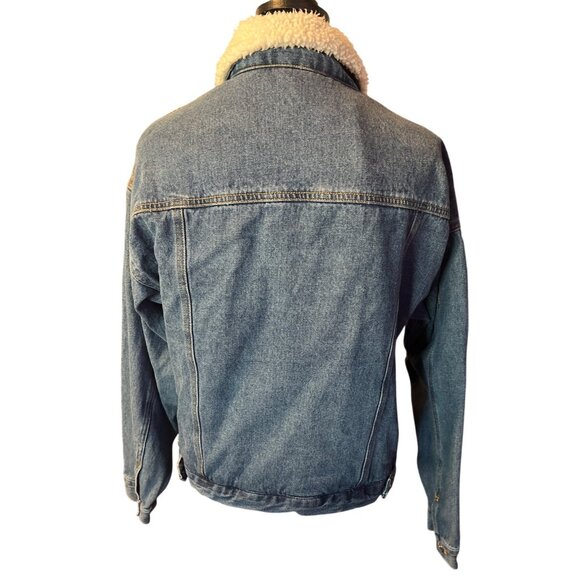 Love Tree Denim Sherpa-Lined Blue Jean Jacket Medium Boho Gorp Core Y2K Westen - Picture 10 of 10